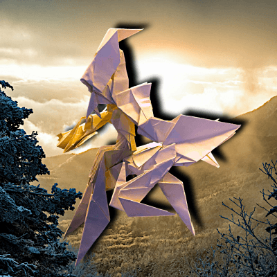 作品No.363「韋駄天龍スカンダ」 22枚 origami by りょうすけ@組み立て折神工房Assembly Origami Workshop