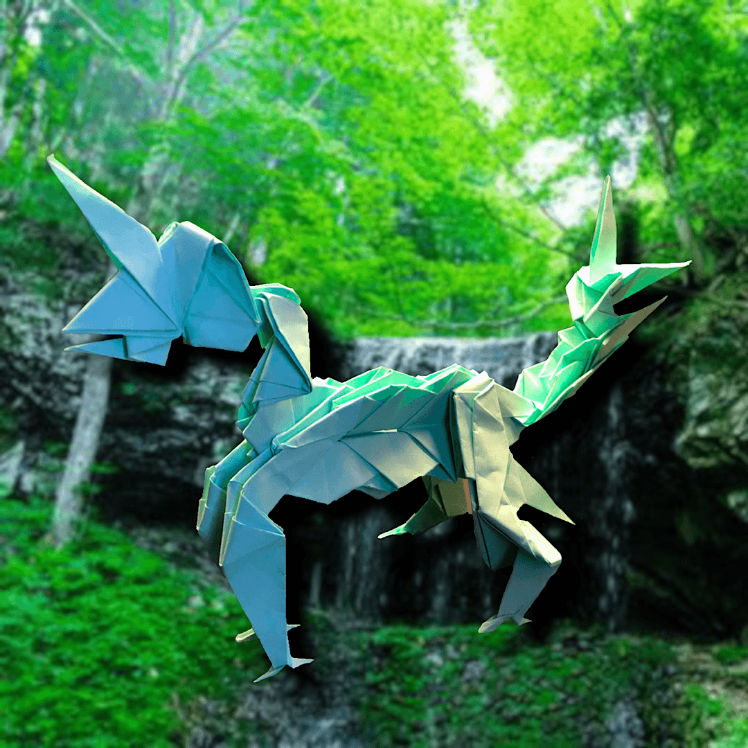 「翡翠龍」 18枚 origami by りょうすけ@組み立て折神工房Assembly Origami Workshop