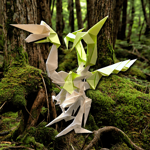 「緑地龍モルドモース」 21枚 origami by りょうすけ@組み立て折神工房Assembly Origami Workshop