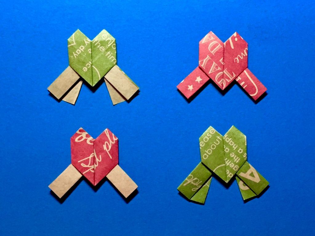 Oriya小町さんによるハートのリボンラベルの折り紙
