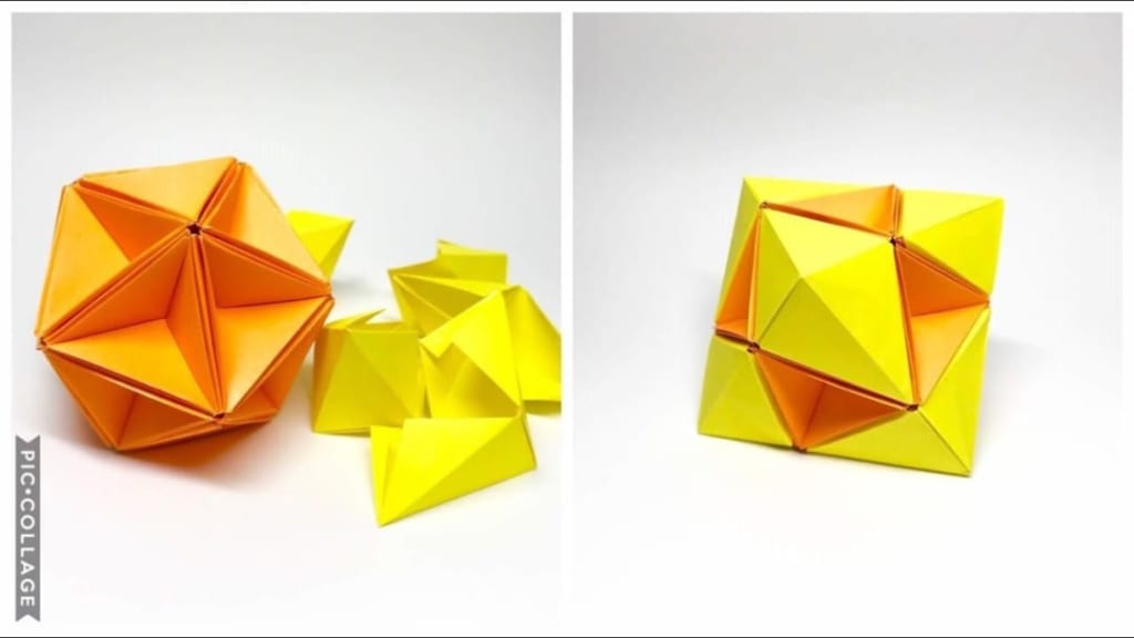 さくBさんによる変身ユニット折り紙、正二十面体⇔正八面体の折り紙