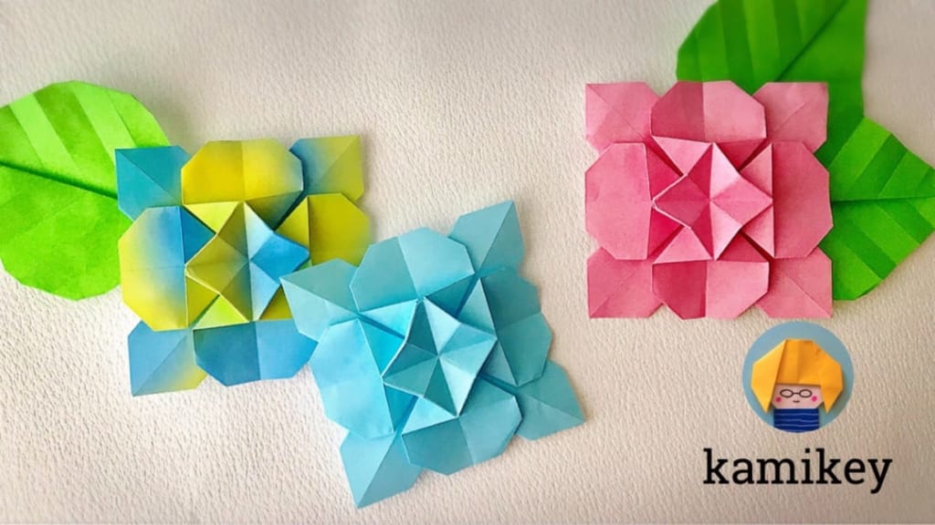 カミキィさんによる３段あじさいの折り紙