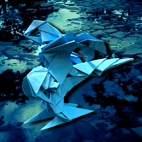 りょうすけ@組み立て折神工房Assembly Origami Workshopさんによる「静寂龍サイレンサー」 16枚の折り紙