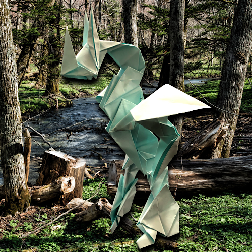りょうすけ@組み立て折神工房Assembly Origami Workshopさんによる「機甲獣ライノセラス」 13枚の折り紙