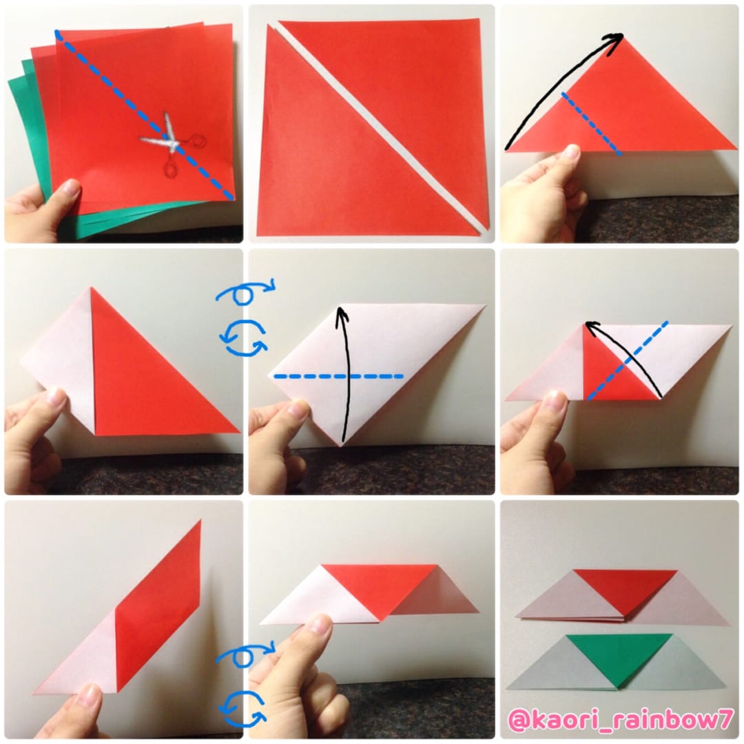 折り順について、1段目の左から右へ。2段目、3段目も同様です。