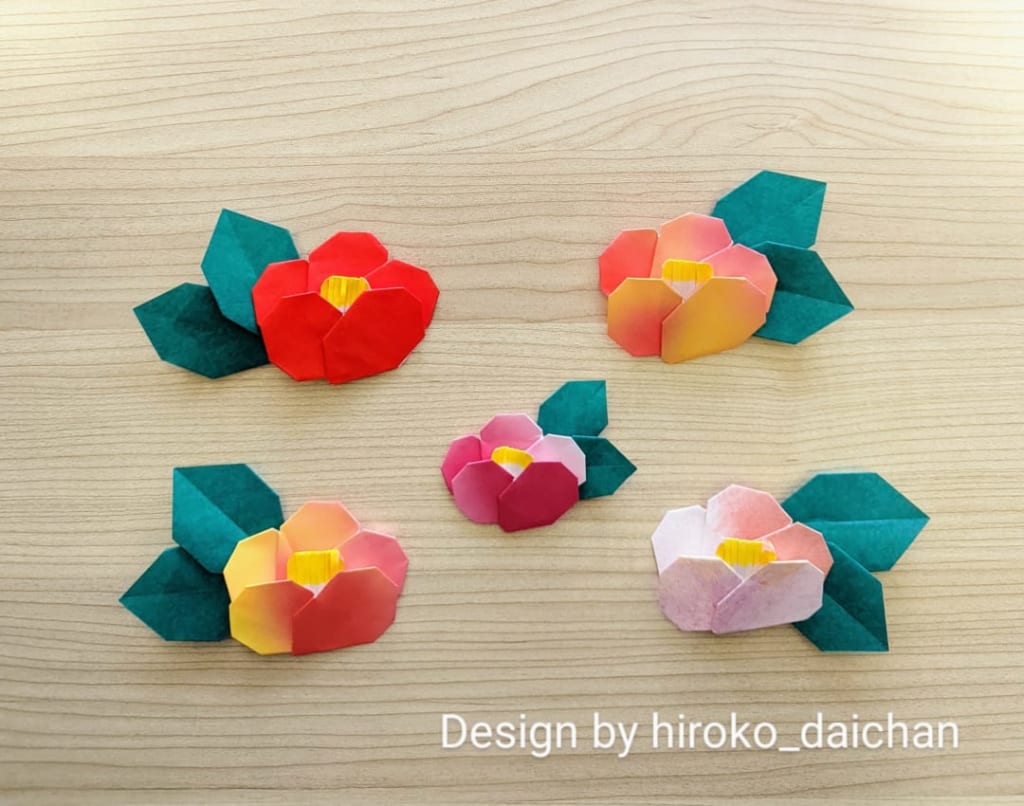 ダイちゃん hiroko_daichanさんによる椿（つばき）の折り紙