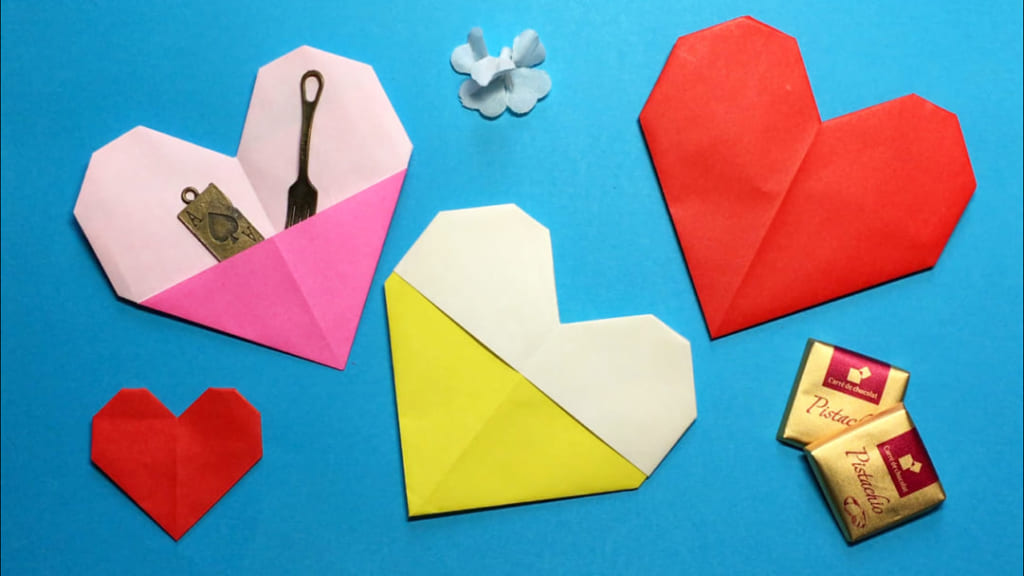 Oriya小町さんによるハート3種の折り紙