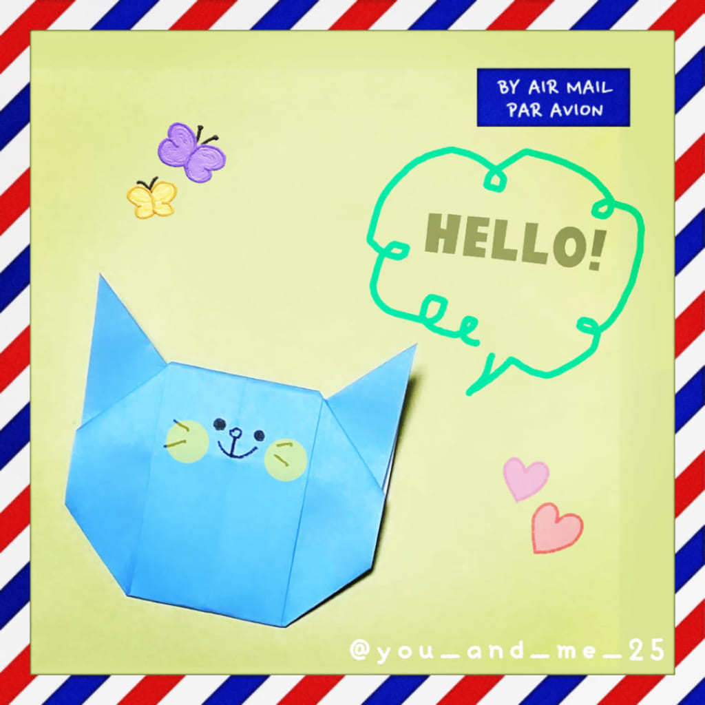 you_and_me_25さんによるネコのメッセージカードの折り紙